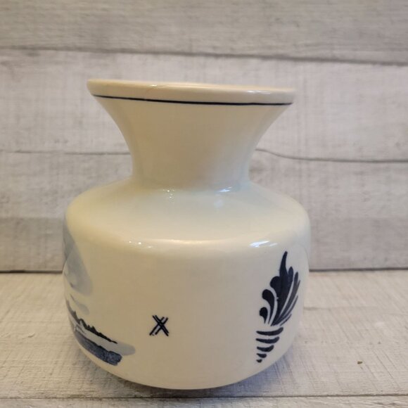 Hand Painted Delft Holland Ceramic Vase With Windmill Design - Picture 7 of 8